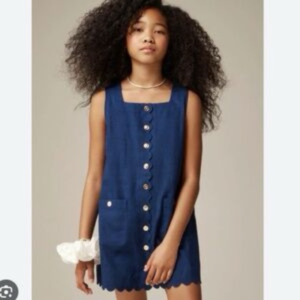 JCrew Crewcuts Navy Blue Button-Up Dress